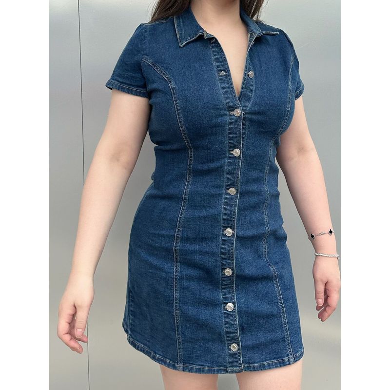 30% off Miss Biggie Fashion Plus Size Slim Looking Silm Cotton Elastic Lapel Short Sleeve Washed Denim Dress Water wash blue XL
30% off Miss Biggie Fashion Plus Size Slim Looking Silm Cotton Elastic Lapel Short Sleeve Washed Denim Dress Water wash blue XL