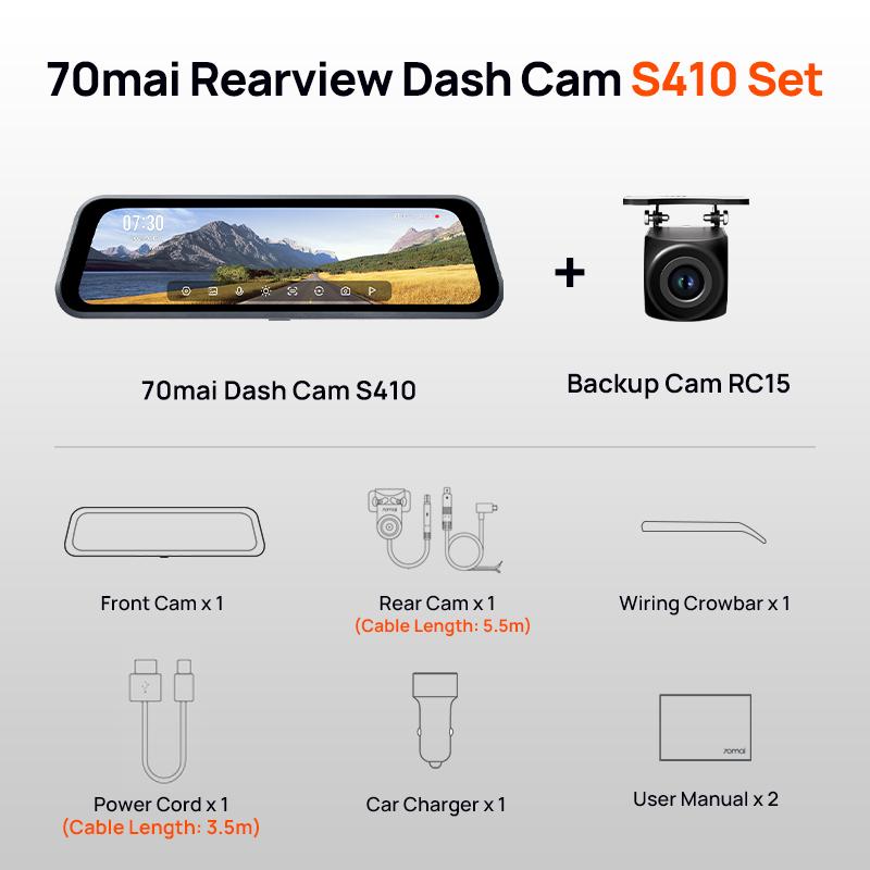 70mai Rearview Dash Cam S410 9.35 Mirror Display Front 2K Rear 1080P F1.55 Aperture Supercapacitor 24/7 Protection 70mai S410 Without TF Card
70mai Rearview Dash Cam S410 9.35 Mirror Display Front 2K Rear 1080P F1.55 Aperture Supercapacitor 24/7 Protection 70mai S410 Without TF Card