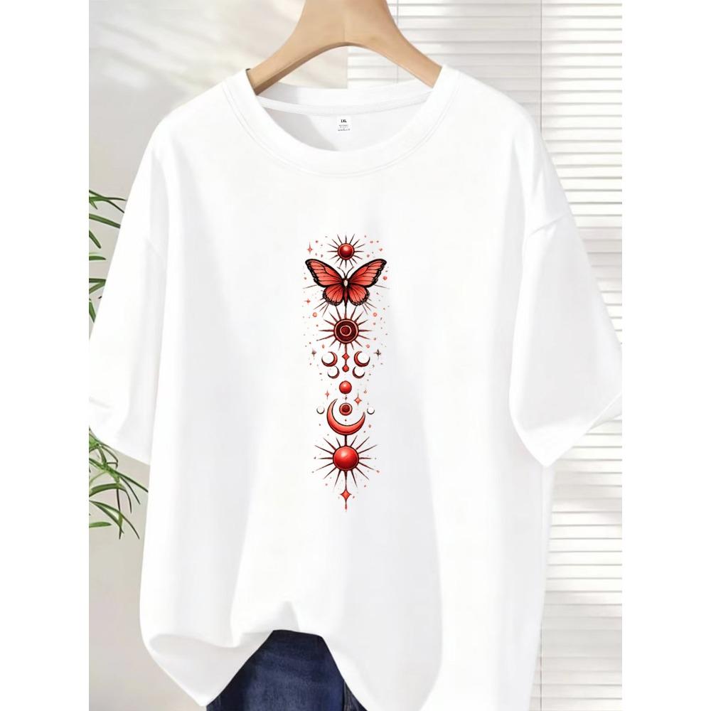 red butterfly Plus size women s round neck short sleeve T-shirt with elastic half sleeves and trendy prints M
red butterfly Plus size women s round neck short sleeve T-shirt with elastic half sleeves and trendy prints M