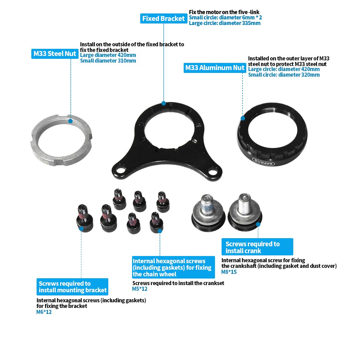 Bafang Mid Motor Kits 68MM 73MM 100MM 120MM Bracket Bottom Installation Screw Nut Gasket 8FUN BBS01B BBS02B BBSHD Accessories
Bafang Mid Motor Kits 68MM 73MM 100MM 120MM Bracket Bottom Installation Screw Nut Gasket 8FUN BBS01B BBS02B BBSHD Accessories