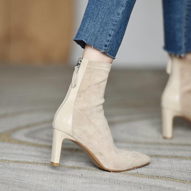 Жіночі замшеві чоботи на високому каблуці в корейському стилі, осінь і зима, тонкі еластичні чоботи на середньому каблуці, гострий носок, шкарпетки на блискавці. 40 чорний
Жіночі замшеві чоботи на високому каблуці в корейському стилі, осінь і зима, тонкі еластичні чоботи на середньому каблуці, гострий носок, шкарпетки на блискавці. 40 чорний