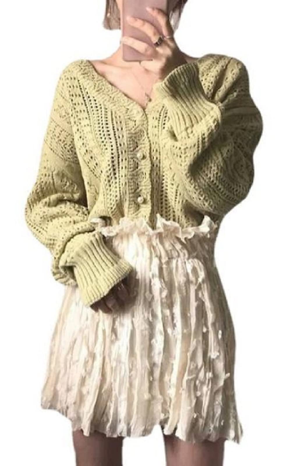 SAISAC Ажурная Вязка В рубчик Спущенное Плечо Свободный Идеально для Весны и или Один Белый и Зеленый Женский Кардиган, Верхняя Одежда, V-образный вырез, Рукава, зелёный
SAISAC Ажурная Вязка В рубчик Спущенное Плечо Свободный Идеально для Весны и или Один Белый и Зеленый Женский Кардиган, Верхняя Одежда, V-образный вырез, Рукава, зелёный