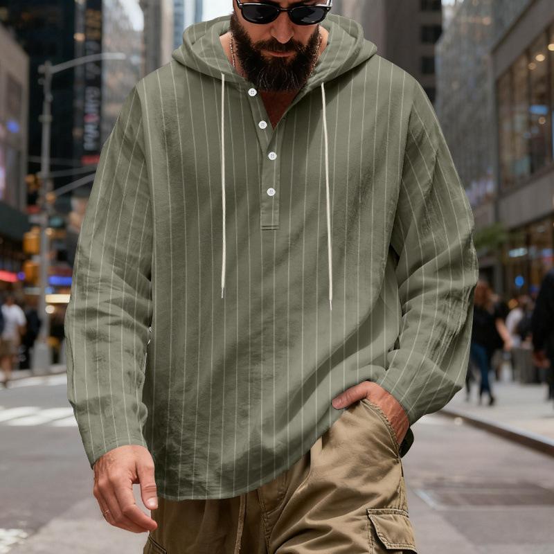 Men s Casual Striped Printed Linen Long-sleeved Hooded Shirt L
Men s Casual Striped Printed Linen Long-sleeved Hooded Shirt L