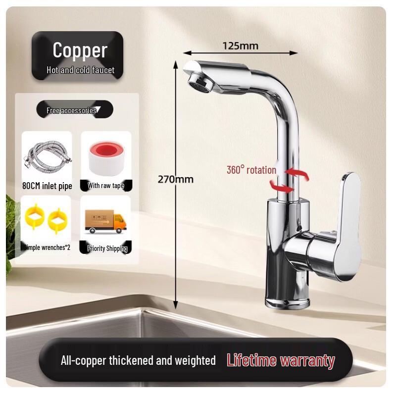 Brass Swivel Hot & Cold Kitchen Faucet
Brass Swivel Hot & Cold Kitchen Faucet
