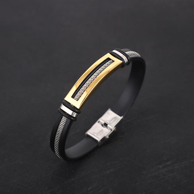 Мужской черный серебристый золотистый браслет из титановой стали и силикона с гравировкой из нержавеющей стали
Мужской черный серебристый золотистый браслет из титановой стали и силикона с гравировкой из нержавеющей стали