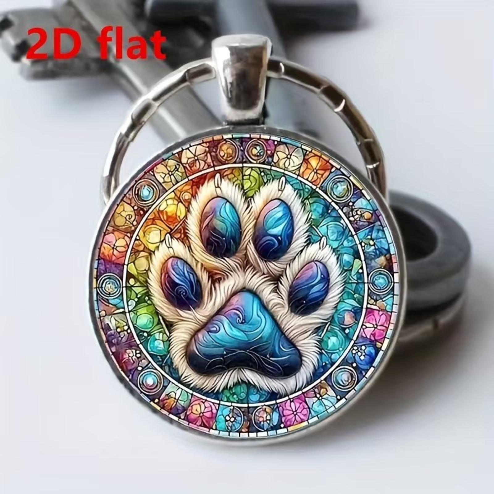 Round Glass Alloy Keychain with Artistic Paw Print Design 2D Flat Pendant for Bag Backpack Car Keys Decoration Gift One Size
Round Glass Alloy Keychain with Artistic Paw Print Design 2D Flat Pendant for Bag Backpack Car Keys Decoration Gift One Size