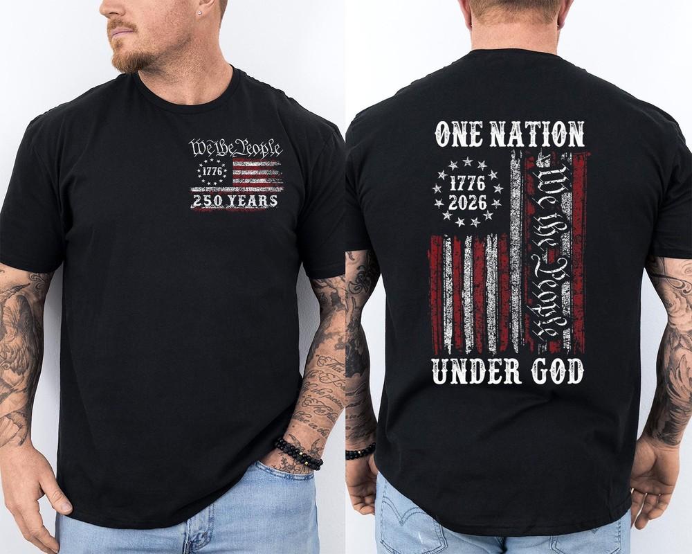 250 Years American Flag 250th Anniversary One Nation Under God Faith 2 Sided Tee Unisex T-Shirt XXXXL
250 Years American Flag 250th Anniversary One Nation Under God Faith 2 Sided Tee Unisex T-Shirt XXXXL