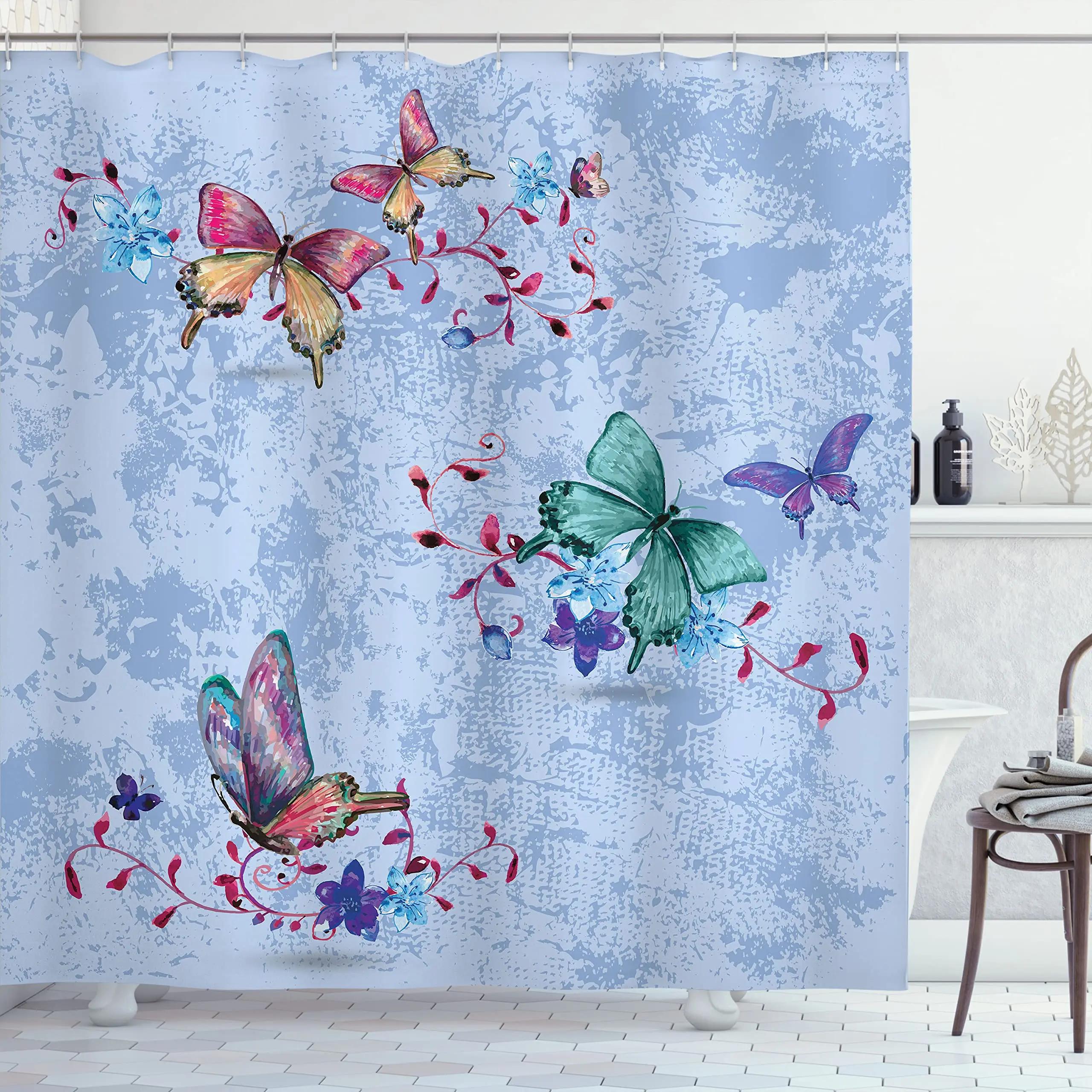 Spring Watercolor Butterfly Shower Curtain Floral Butterfies Bathroom Screen Waterproof Fabric Washable Bath Curtain With Hooks W60H190(CM)-1 Pcs
Spring Watercolor Butterfly Shower Curtain Floral Butterfies Bathroom Screen Waterproof Fabric Washable Bath Curtain With Hooks W60H190(CM)-1 Pcs