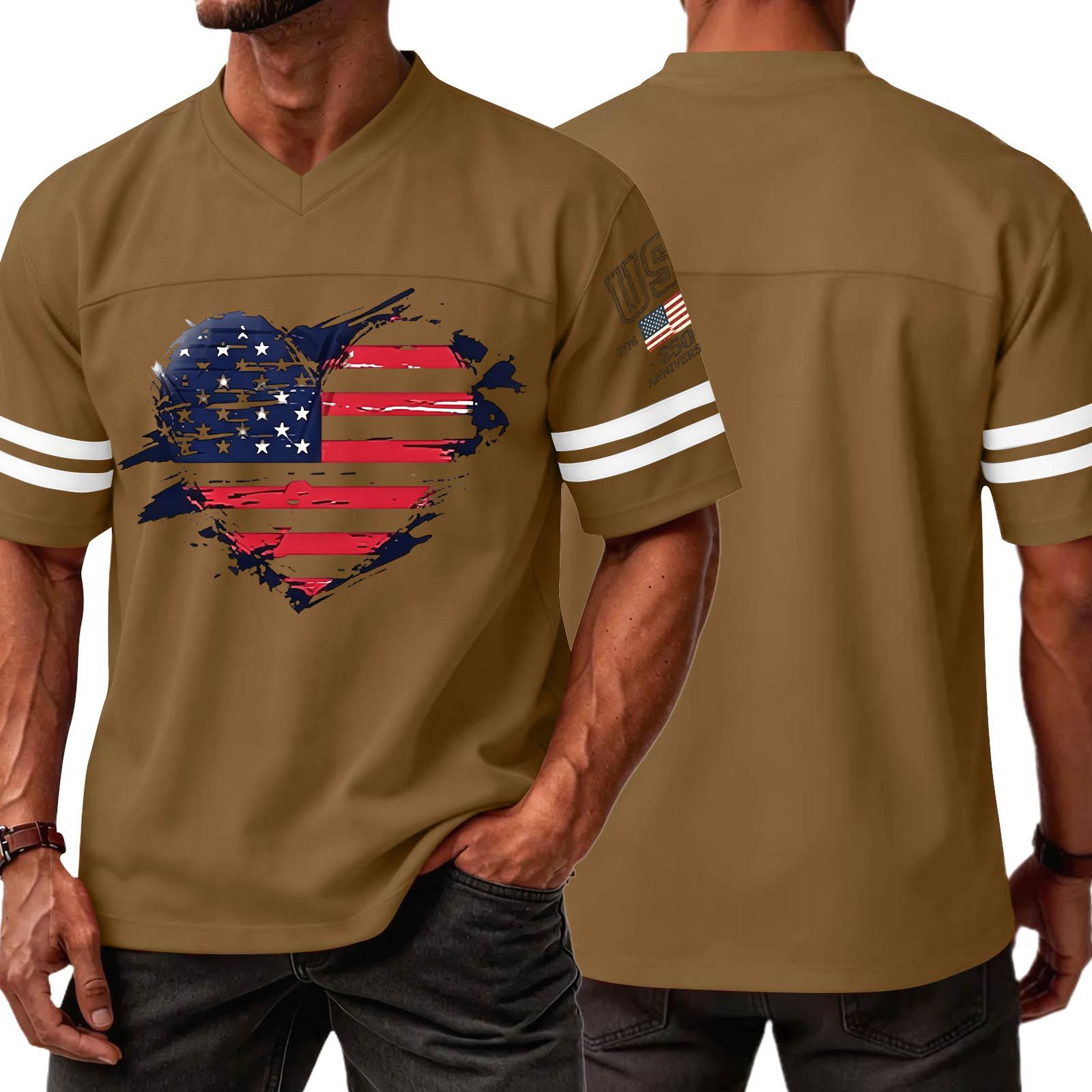 Men V Neck Casual Short Sleeve Sports T Shirt with Independence Day Themed Heart Print and Striped Sleeves for Everyday Wear XXL коричневый
Men V Neck Casual Short Sleeve Sports T Shirt with Independence Day Themed Heart Print and Striped Sleeves for Everyday Wear XXL коричневый