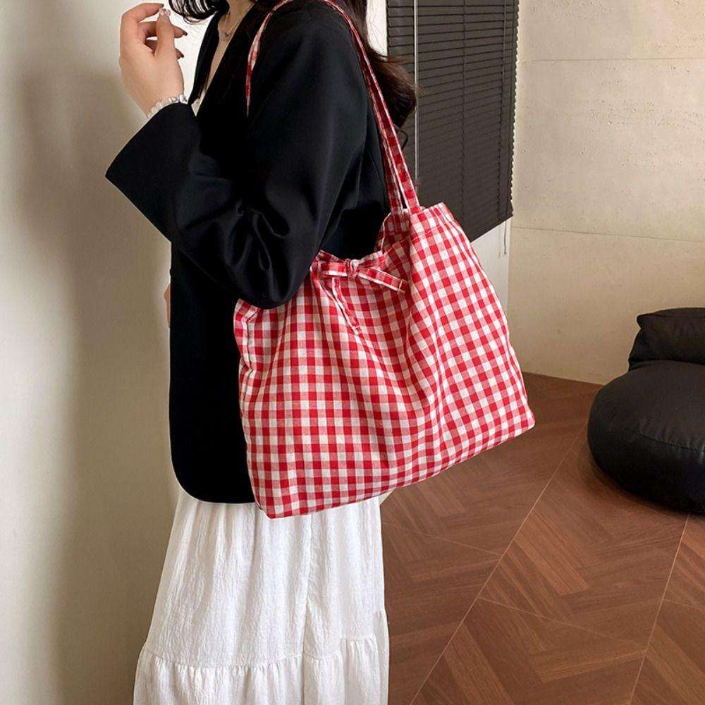 Lightweight Plaid Tote Bags Bow Tie Design Shopping Bag Simple Plaid Shoulder Bag for Women чёрный
Lightweight Plaid Tote Bags Bow Tie Design Shopping Bag Simple Plaid Shoulder Bag for Women чёрный