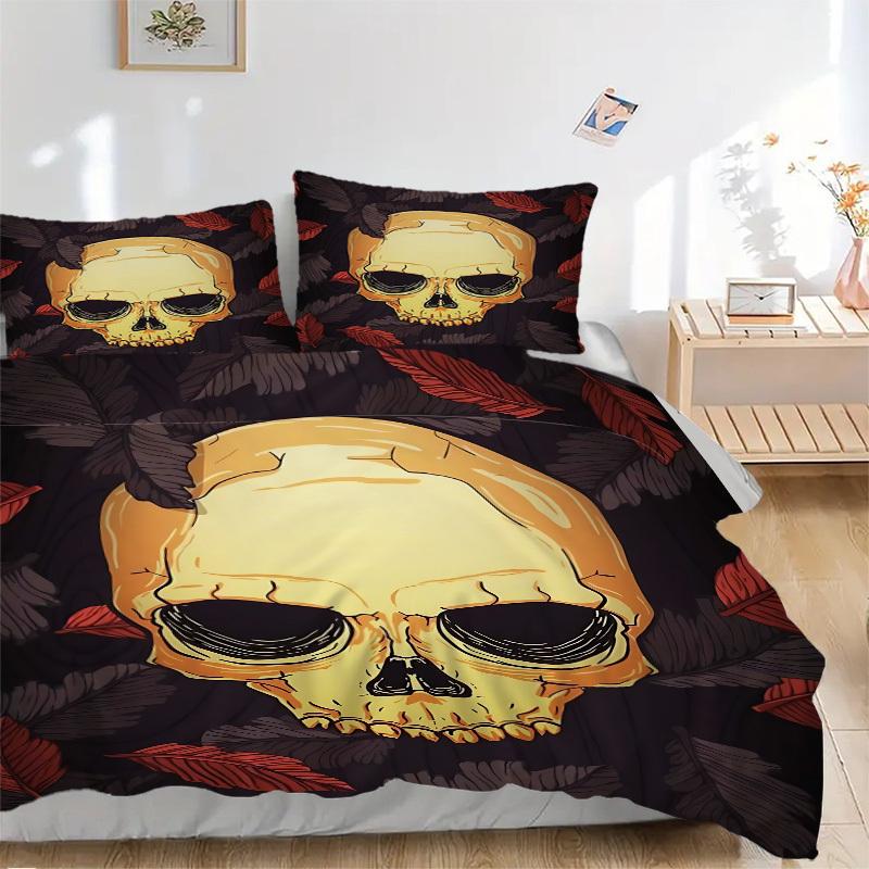 3pcs Skull, Leaves Duvet Cover Set, Cover For Bedroom Guest Room (1 Duvet Cover + 2 Pillowcase, Without Quilt), yy250922229 135x200cm
3pcs Skull, Leaves Duvet Cover Set, Cover For Bedroom Guest Room (1 Duvet Cover + 2 Pillowcase, Without Quilt), yy250922229 135x200cm