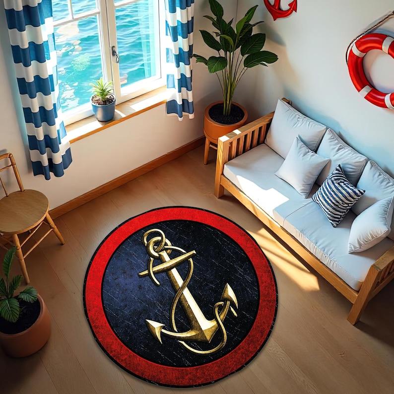 Retro Sailor Anchor Round Rug,Nautical Yacht Mat for Marine Decor,Non-Slip Sea Theme Carpet for Living Room Bathroom Beach House Diameter 100cm
Retro Sailor Anchor Round Rug,Nautical Yacht Mat for Marine Decor,Non-Slip Sea Theme Carpet for Living Room Bathroom Beach House Diameter 100cm