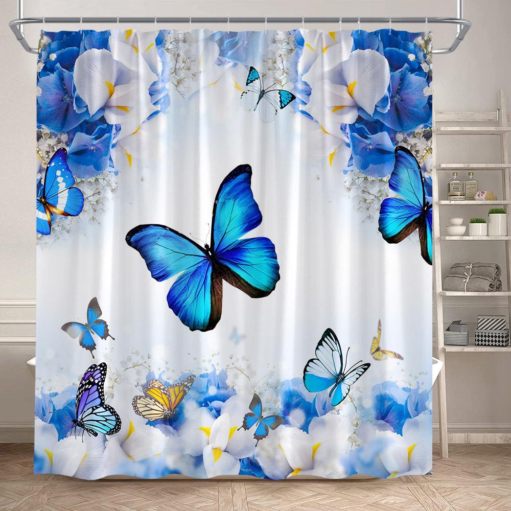Floral Butterflies Shower Curtains Pink Blue Rustic Flowers Butterfly Plant Polyester Fabric Home Bathroom Curtain Bathtub Decor W60H190(CM)-1 Pcs
Floral Butterflies Shower Curtains Pink Blue Rustic Flowers Butterfly Plant Polyester Fabric Home Bathroom Curtain Bathtub Decor W60H190(CM)-1 Pcs