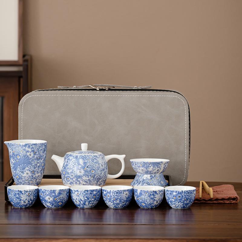 Flowering White Porcelain Ceramic Kung Fu Tea Set Suet Jade Set with Tea Tray
Flowering White Porcelain Ceramic Kung Fu Tea Set Suet Jade Set with Tea Tray