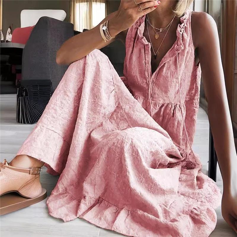 Women s Sleeveless Cotton Linen Maxi Dress Comfortable Stylish Cross-Border European American Designs L синий
Women s Sleeveless Cotton Linen Maxi Dress Comfortable Stylish Cross-Border European American Designs L синий