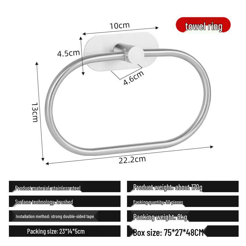 American Style No-Drill Black Oval Towel Ring in Stainless Steel for Bathroom
American Style No-Drill Black Oval Towel Ring in Stainless Steel for Bathroom