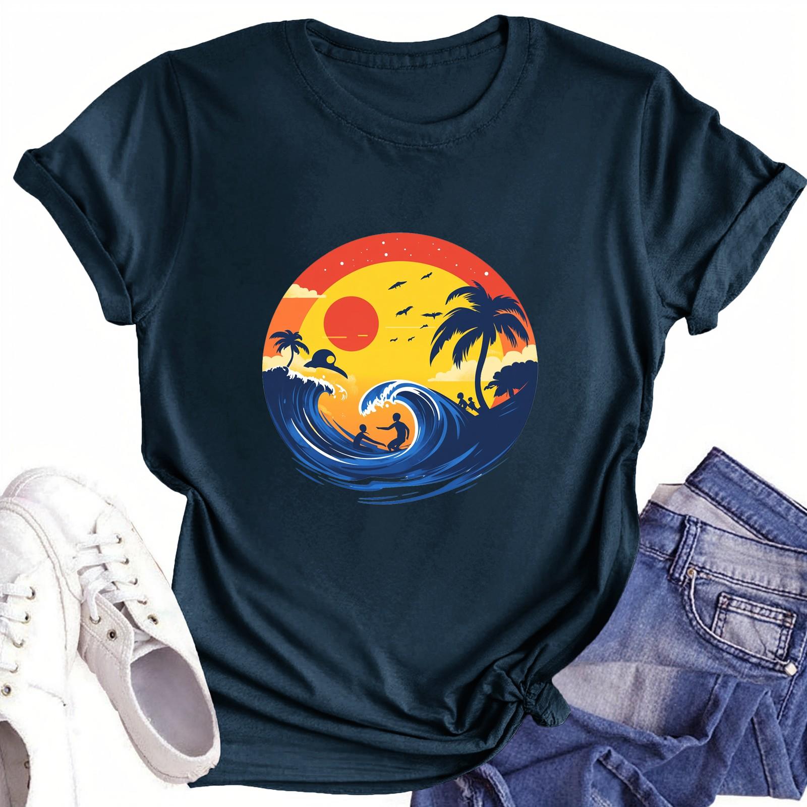 Футболки с короткими рукавами для женщин, модные топы, легкие и мягкие повседневные летние наряды, одежда S тёмно-синий
Футболки с короткими рукавами для женщин, модные топы, легкие и мягкие повседневные летние наряды, одежда S тёмно-синий