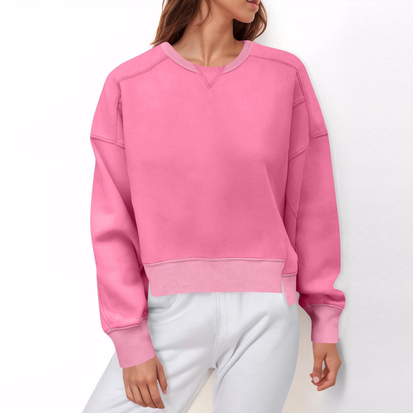 Осенние женские топы с длинными рукавами, футболки с круглым вырезом, однотонные модные женские толстовки XL розовый
Осенние женские топы с длинными рукавами, футболки с круглым вырезом, однотонные модные женские толстовки XL розовый