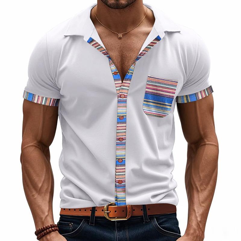 Men Short Sleeve Polo Shirt With Colorful Striped Trim And Chest Pocket Casual Top S білий
Men Short Sleeve Polo Shirt With Colorful Striped Trim And Chest Pocket Casual Top S білий