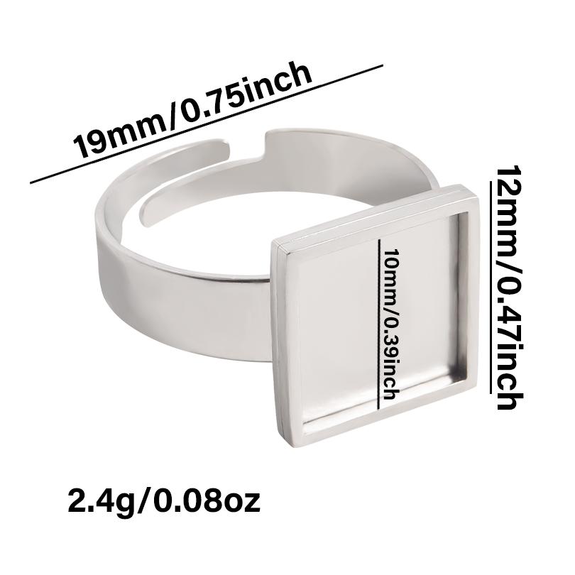 1/5/10pcs Square Blank Setting Cabochon 12/17/22mm Geometric Ring Open Adjustable Stainless Steel Rings For Women Men Accessorie 1pcs
1/5/10pcs Square Blank Setting Cabochon 12/17/22mm Geometric Ring Open Adjustable Stainless Steel Rings For Women Men Accessorie 1pcs