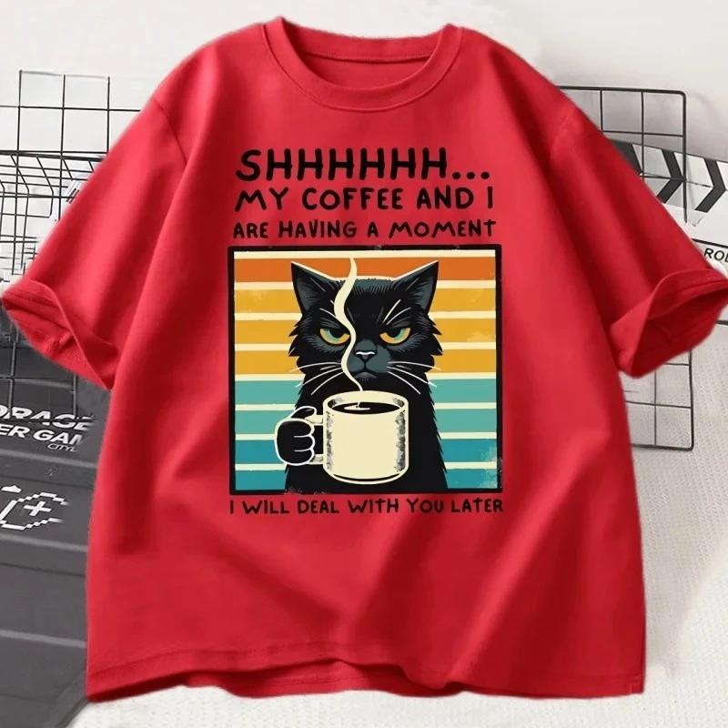 Funny Coffee Cat Printed TShirt Summer Short Sleeve Women T Shirt Coffee Lover Retro Style Women Casual Top Clothing 4XL
Funny Coffee Cat Printed TShirt Summer Short Sleeve Women T Shirt Coffee Lover Retro Style Women Casual Top Clothing 4XL