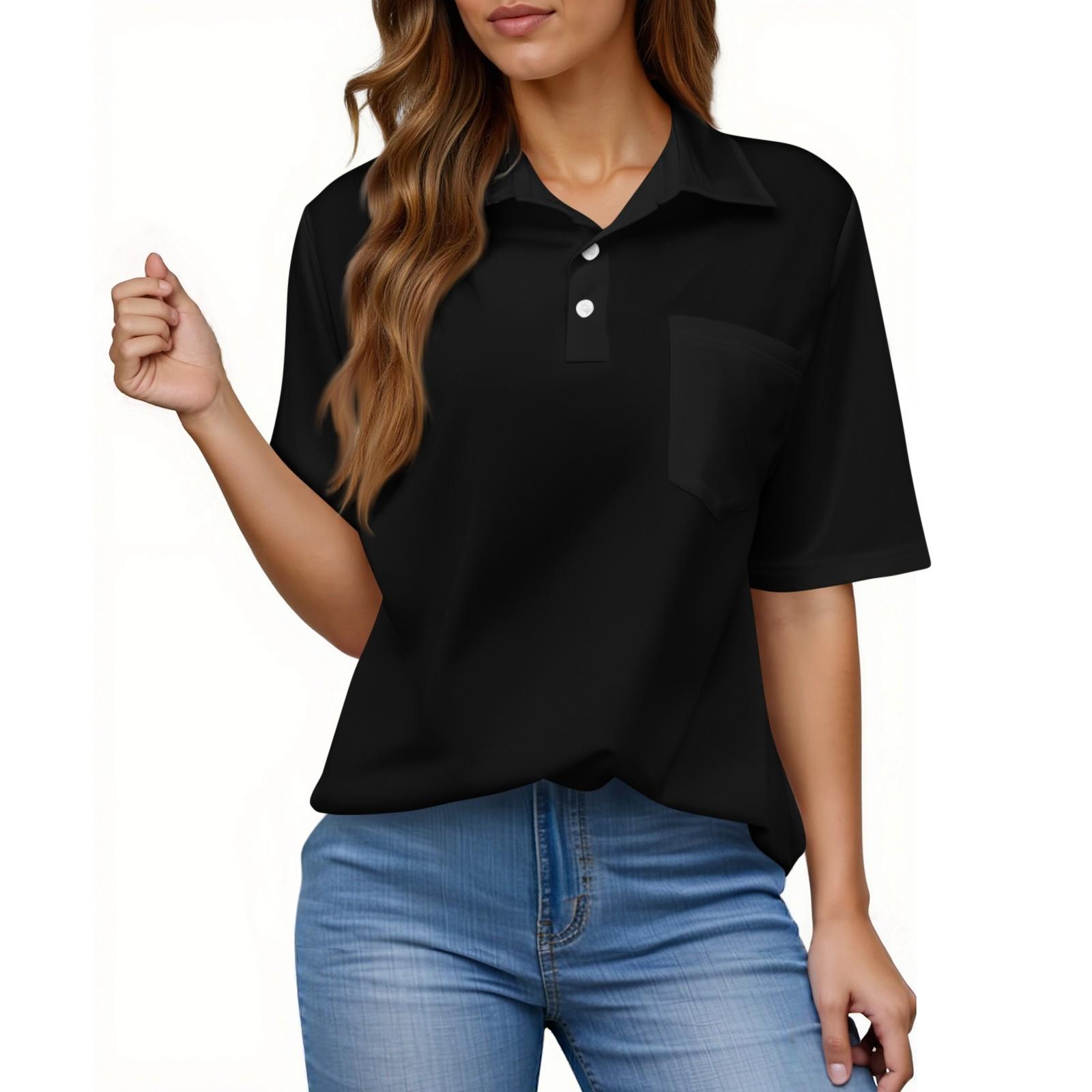Women s Fashion Casual Button Pocket Shirt Short Sleeve Solid Color Lapel Top M чорний
Women s Fashion Casual Button Pocket Shirt Short Sleeve Solid Color Lapel Top M чорний