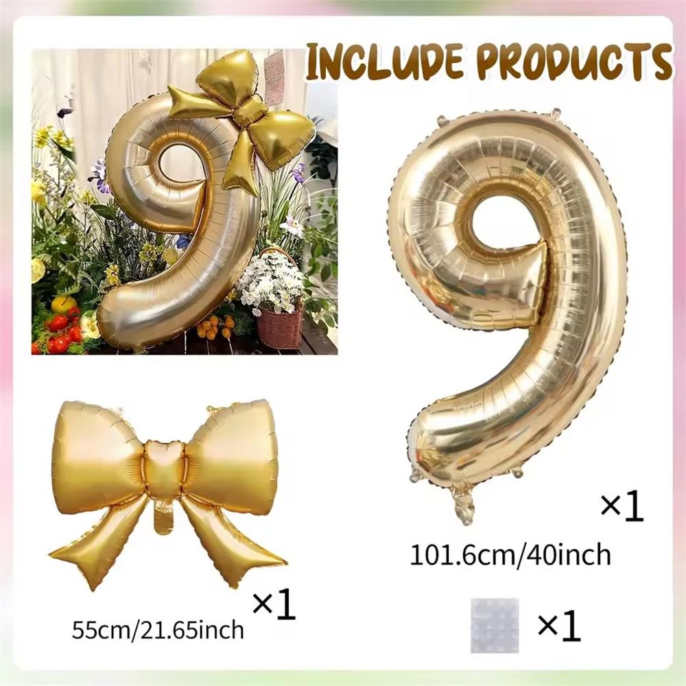 40 inch white gold digital balloon with bow tie, used for decorating birthday parties, anniversaries, and celebratory atmosphere Other
40 inch white gold digital balloon with bow tie, used for decorating birthday parties, anniversaries, and celebratory atmosphere Other
