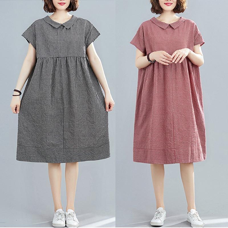 Real shot summer new literary large size loose splicing cotton and linen plaid short-sleeved dress women s clothing medium and long M
Real shot summer new literary large size loose splicing cotton and linen plaid short-sleeved dress women s clothing medium and long M