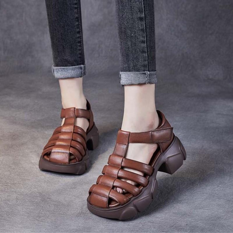 Johnature Hollow Удобные дышащие сандалии с толстой подошвой Женская обувь из натуральной кожи с круглым носком
Johnature Hollow Удобные дышащие сандалии с толстой подошвой Женская обувь из натуральной кожи с круглым носком