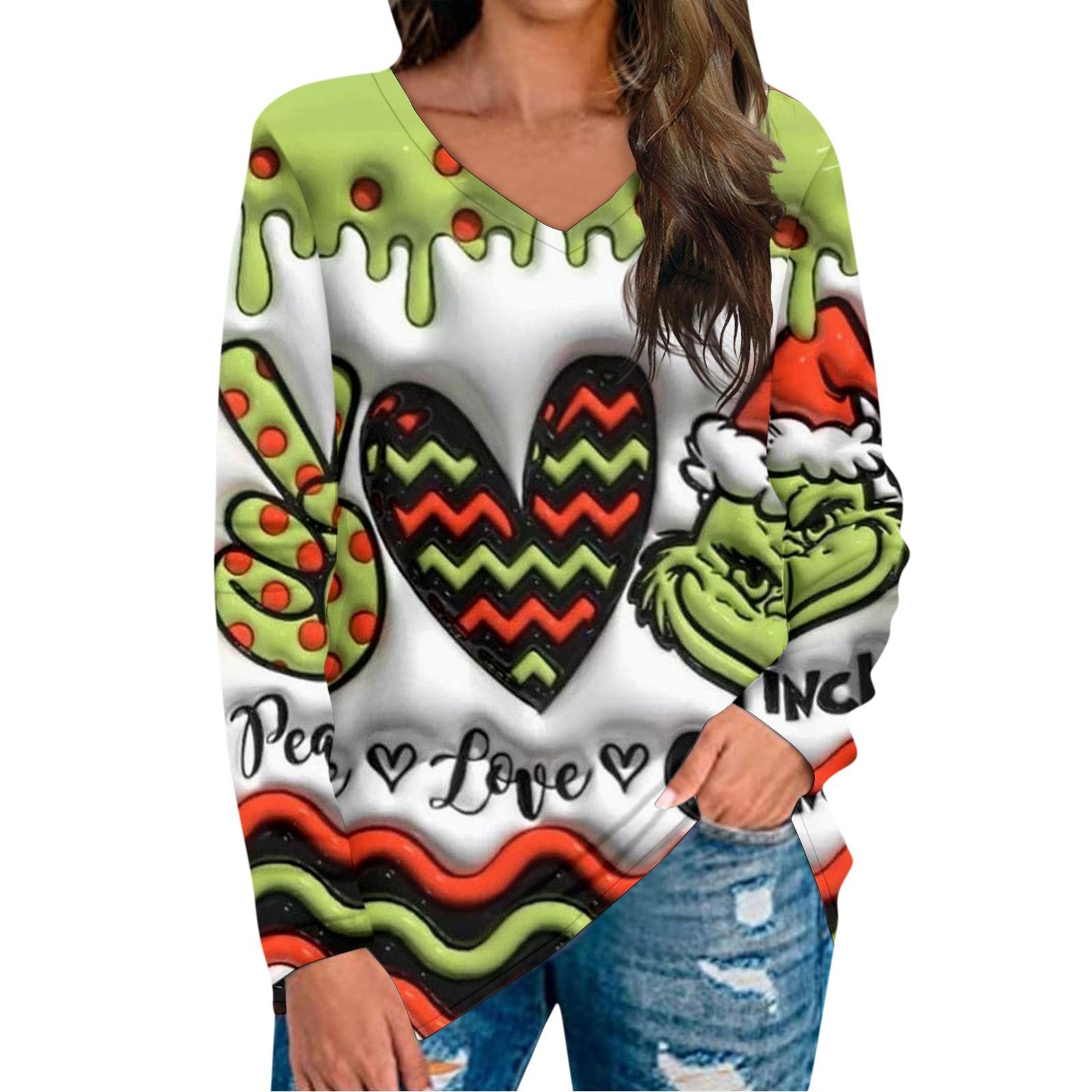 Women s Fashion Long Sleeve Cotton Top V Neck Christmas Print Casual Loose Tunic L
Women s Fashion Long Sleeve Cotton Top V Neck Christmas Print Casual Loose Tunic L