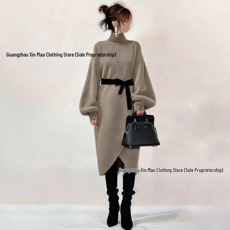 Korean Style High Collar Mid-Length Cashmere Knit Loose Wool Dress for Women Medium верблюд
Korean Style High Collar Mid-Length Cashmere Knit Loose Wool Dress for Women Medium верблюд