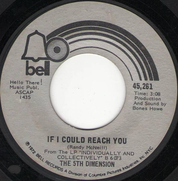 7inch Record FIFTH DIMENSION - If I Could Reach You / Tomorrow Bel 45261 Bell Records 1972 US Soul/Funk Used
7inch Record FIFTH DIMENSION - If I Could Reach You / Tomorrow Bel 45261 Bell Records 1972 US Soul/Funk Used