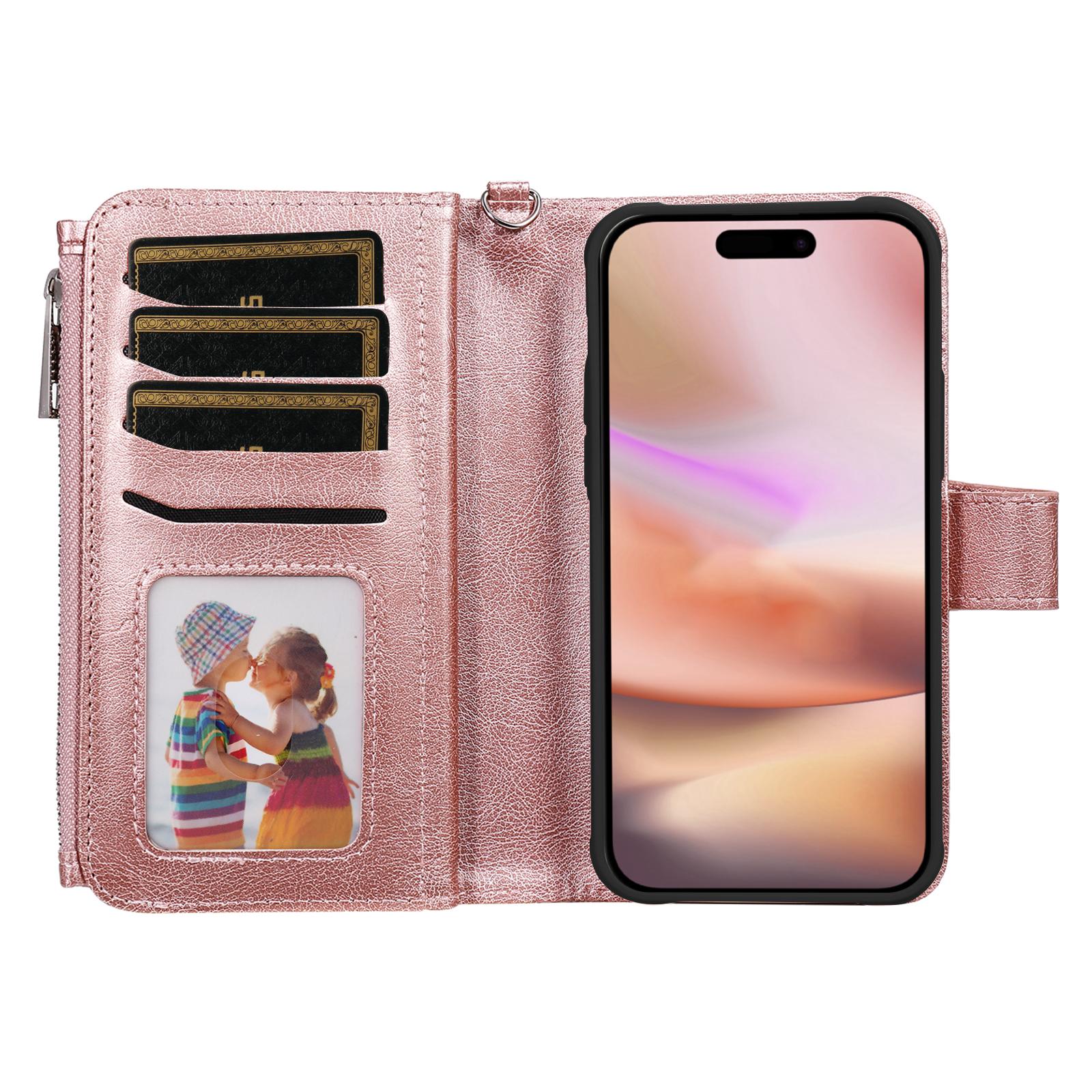 For iPhone 16 Plus Magnetic Leather Case Mobile Cover with Detachable Zipper Wallet Strap Rose Gold
For iPhone 16 Plus Magnetic Leather Case Mobile Cover with Detachable Zipper Wallet Strap Rose Gold