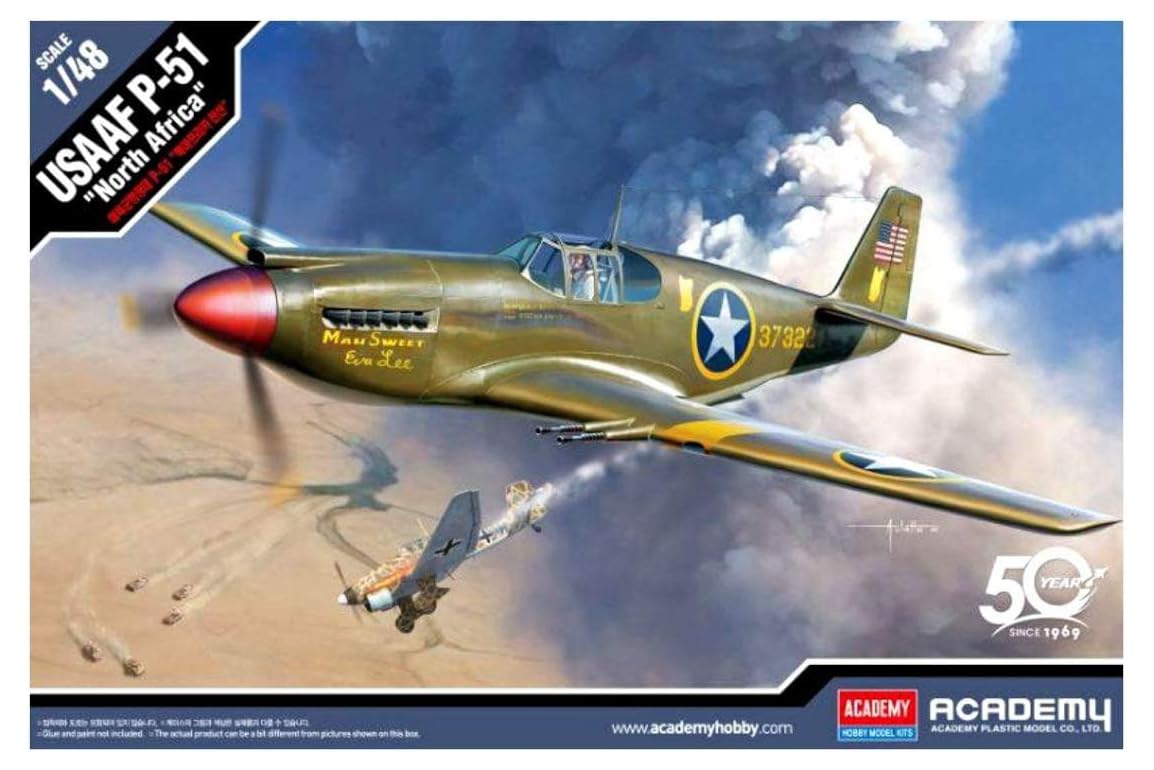Academy 1/48 scale U.S. Army Air Forces P-51 Mustang North African Campaign Plastic Model Kit 12338
Academy 1/48 scale U.S. Army Air Forces P-51 Mustang North African Campaign Plastic Model Kit 12338