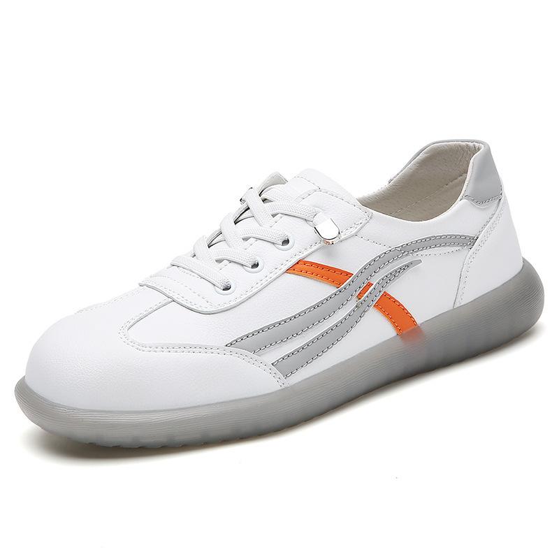 Кожаные маленькие белые туфли женские удобные с мелким вырезом на мягкой подошве туфли для мамы одинарные повседневные на плоской подошве женские туфли на одном ремешке 41