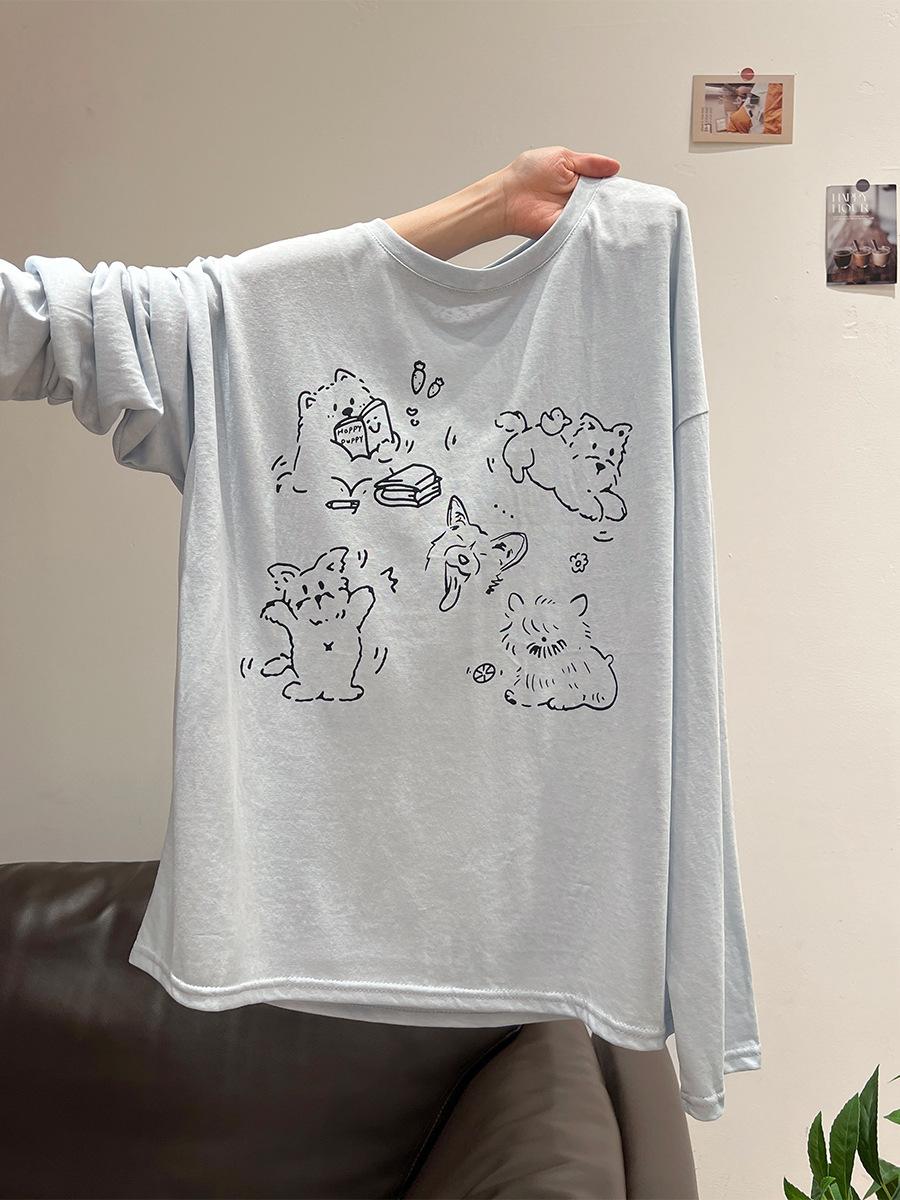 Fun puppy print crew neck long-sleeved T-shirt women s summer thin loose lazy age-reducing sunscreen shirt top one size fits all світло-синій колір
Fun puppy print crew neck long-sleeved T-shirt women s summer thin loose lazy age-reducing sunscreen shirt top one size fits all світло-синій колір