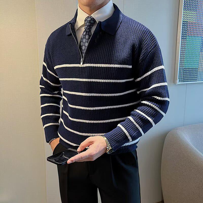 Men s Design-Inspired Half-Zip Striped Sweater: Autumn/Winter Casual Long-Sleeve Knitwear with Loose Lapel M темно-синього кольору
Men s Design-Inspired Half-Zip Striped Sweater: Autumn/Winter Casual Long-Sleeve Knitwear with Loose Lapel M темно-синього кольору