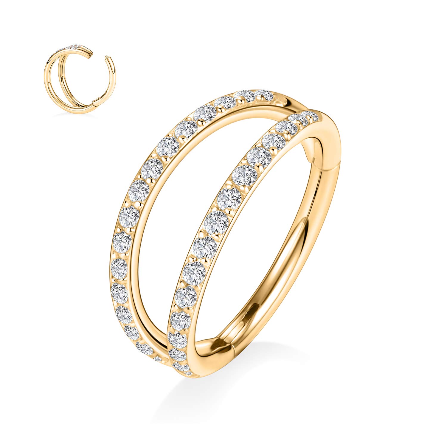 Zircon Double Hoop Nose Ring Hoop Lip Rings Eyebrow Helix Tragus Earring Studs Cartilage Tragus Helix Earrings Belly Piercing 16G(1.2mm-Dia.8mm)
Zircon Double Hoop Nose Ring Hoop Lip Rings Eyebrow Helix Tragus Earring Studs Cartilage Tragus Helix Earrings Belly Piercing 16G(1.2mm-Dia.8mm)