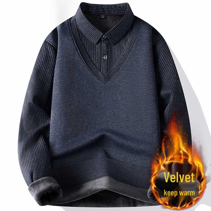 Men s Thick Velvet-Lined Cashmere Knit 2-in-1 Sweater Top 4XL темно-синього кольору
Men s Thick Velvet-Lined Cashmere Knit 2-in-1 Sweater Top 4XL темно-синього кольору