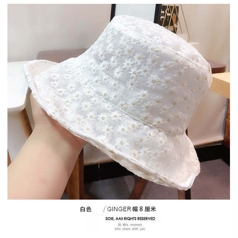 Summer Lace Bucket Hat for Women Sunscreen Sun Hat Daisy Embroidery Lace Breathable Fisherman cap Bucket Hat Basin Hats 56-58cm
Summer Lace Bucket Hat for Women Sunscreen Sun Hat Daisy Embroidery Lace Breathable Fisherman cap Bucket Hat Basin Hats 56-58cm