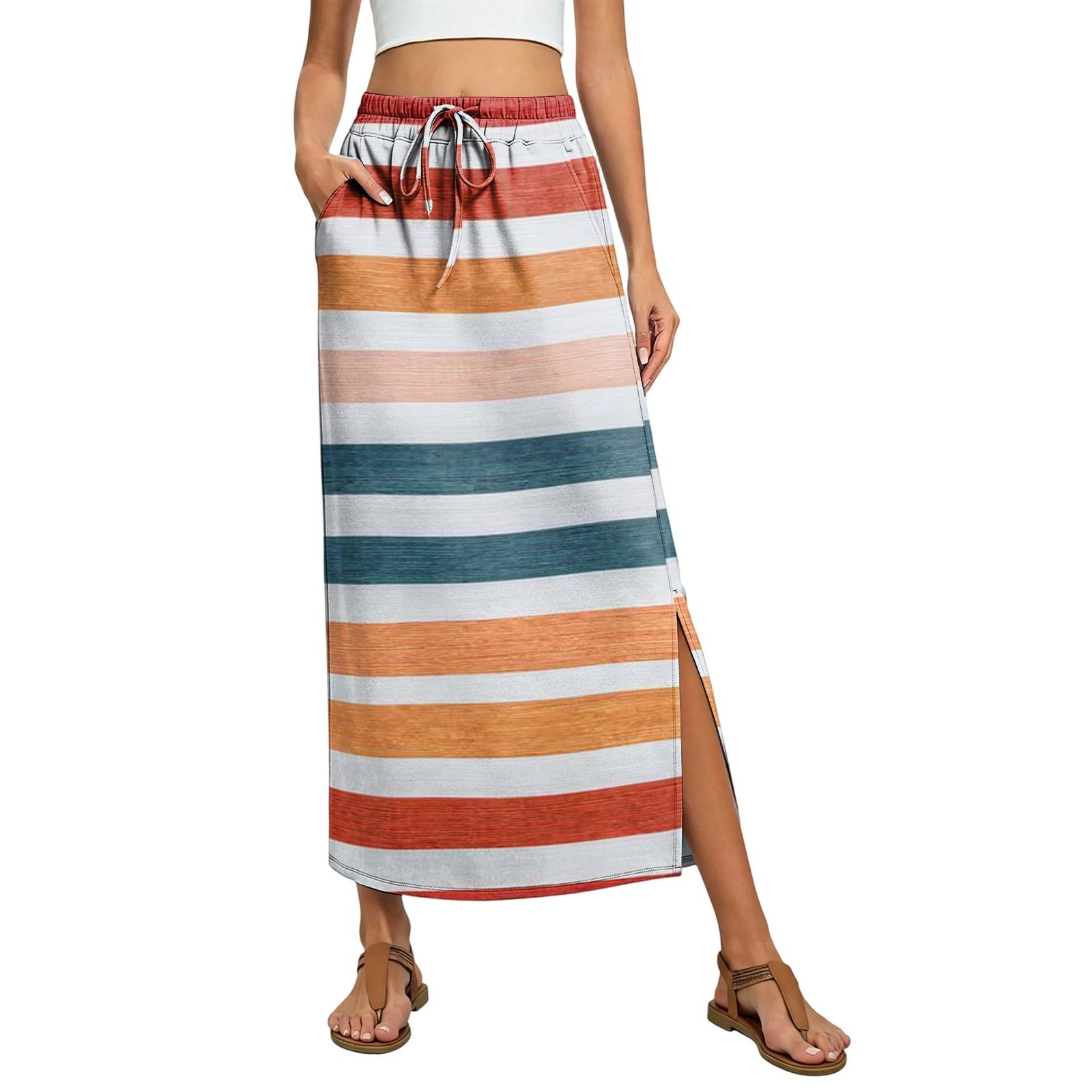 Ladies striped printed elastic waistband drawstring pocket skirt XL шафрановий
Ladies striped printed elastic waistband drawstring pocket skirt XL шафрановий