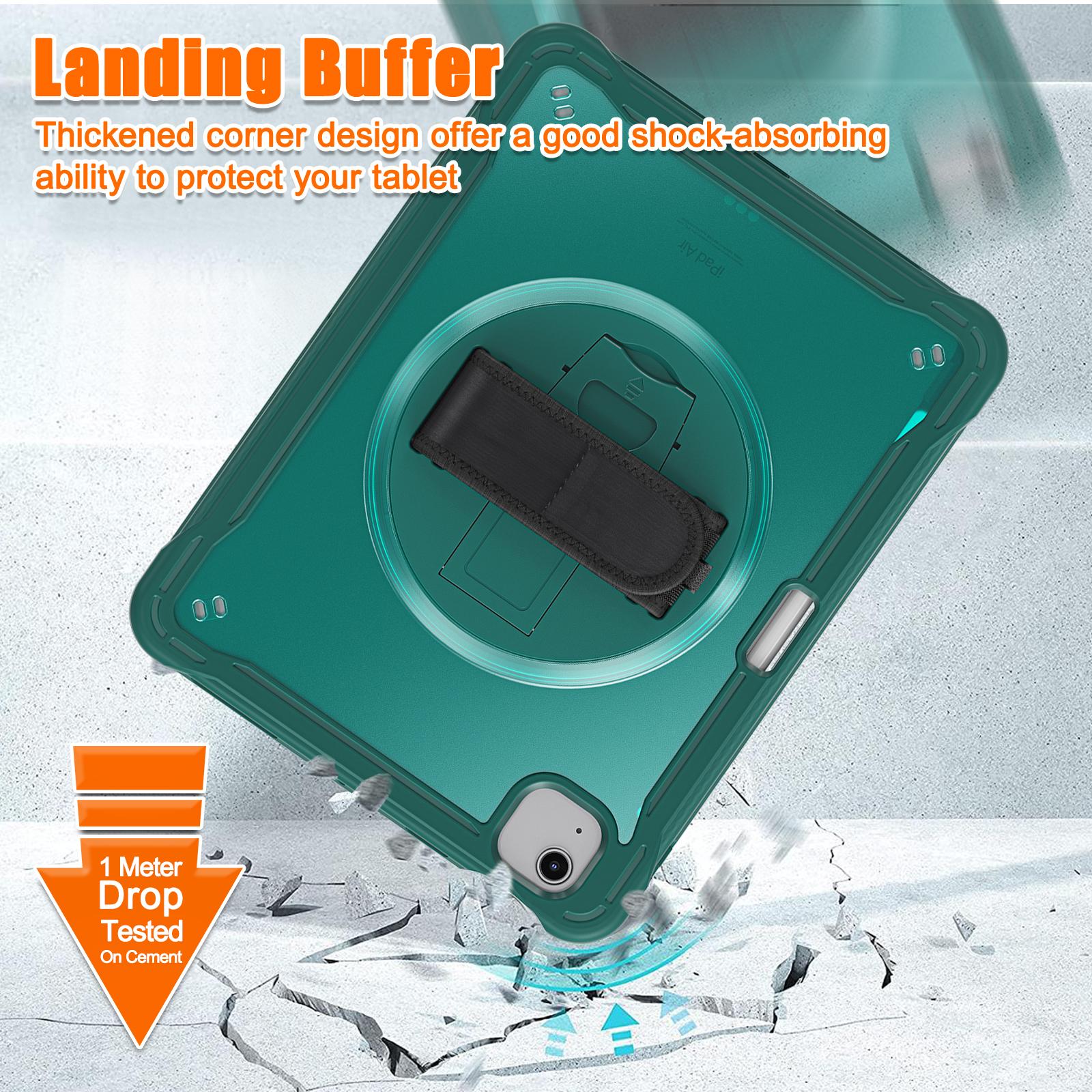 For iPad Air 11 (2025)/(2024)/Air (2020)/(2022)/Pro 11 (2018)/(2020)/(2021)/(2022) PC+TPU Tablet Case with Hand Strap Midnight Green 
For iPad Air 11 (2025)/(2024)/Air (2020)/(2022)/Pro 11 (2018)/(2020)/(2021)/(2022) PC+TPU Tablet Case with Hand Strap Midnight Green