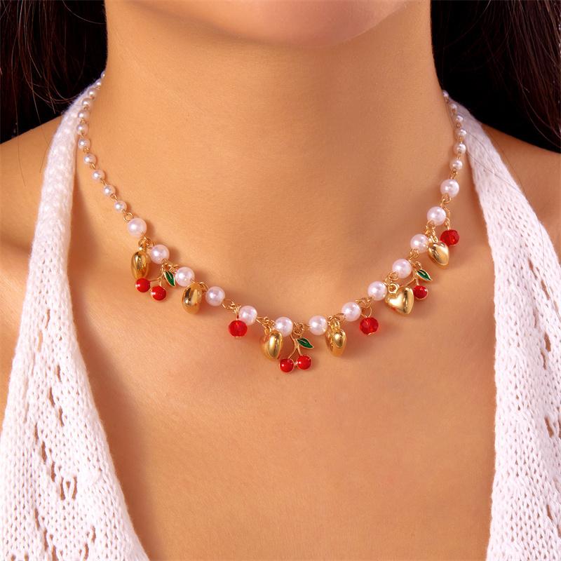 Boho Sweet Strawberry Beaded Necklace for Women Girls Cute Fruit Pearl Beads Metal Chain Choker Neck Chain Party Jewelry Gifts
Boho Sweet Strawberry Beaded Necklace for Women Girls Cute Fruit Pearl Beads Metal Chain Choker Neck Chain Party Jewelry Gifts