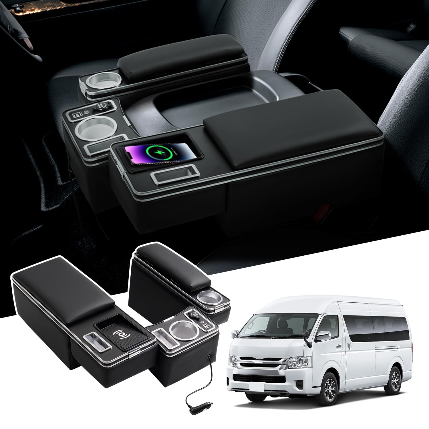 LIMSTYLE Toyota Hiace H200 Серия Широкий Кузов Подлокотник Консоль Беспроводная Зарядка Подставка для Руки Быстрая Зарядка USB Порт Синяя Подсветка Подстаканник чёрный
LIMSTYLE Toyota Hiace H200 Серия Широкий Кузов Подлокотник Консоль Беспроводная Зарядка Подставка для Руки Быстрая Зарядка USB Порт Синяя Подсветка Подстаканник чёрный
