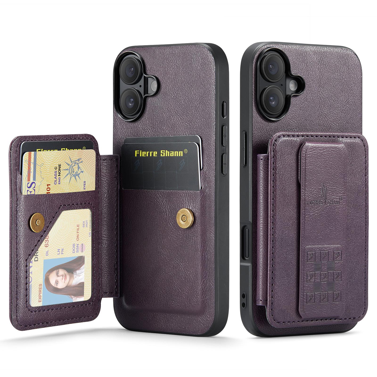 FIERRE SHANN 024 Style For iPhone 16 Case Card Holder Kickstand Waxy Texture Leather+TPU Phone Cover Purple
FIERRE SHANN 024 Style For iPhone 16 Case Card Holder Kickstand Waxy Texture Leather+TPU Phone Cover Purple