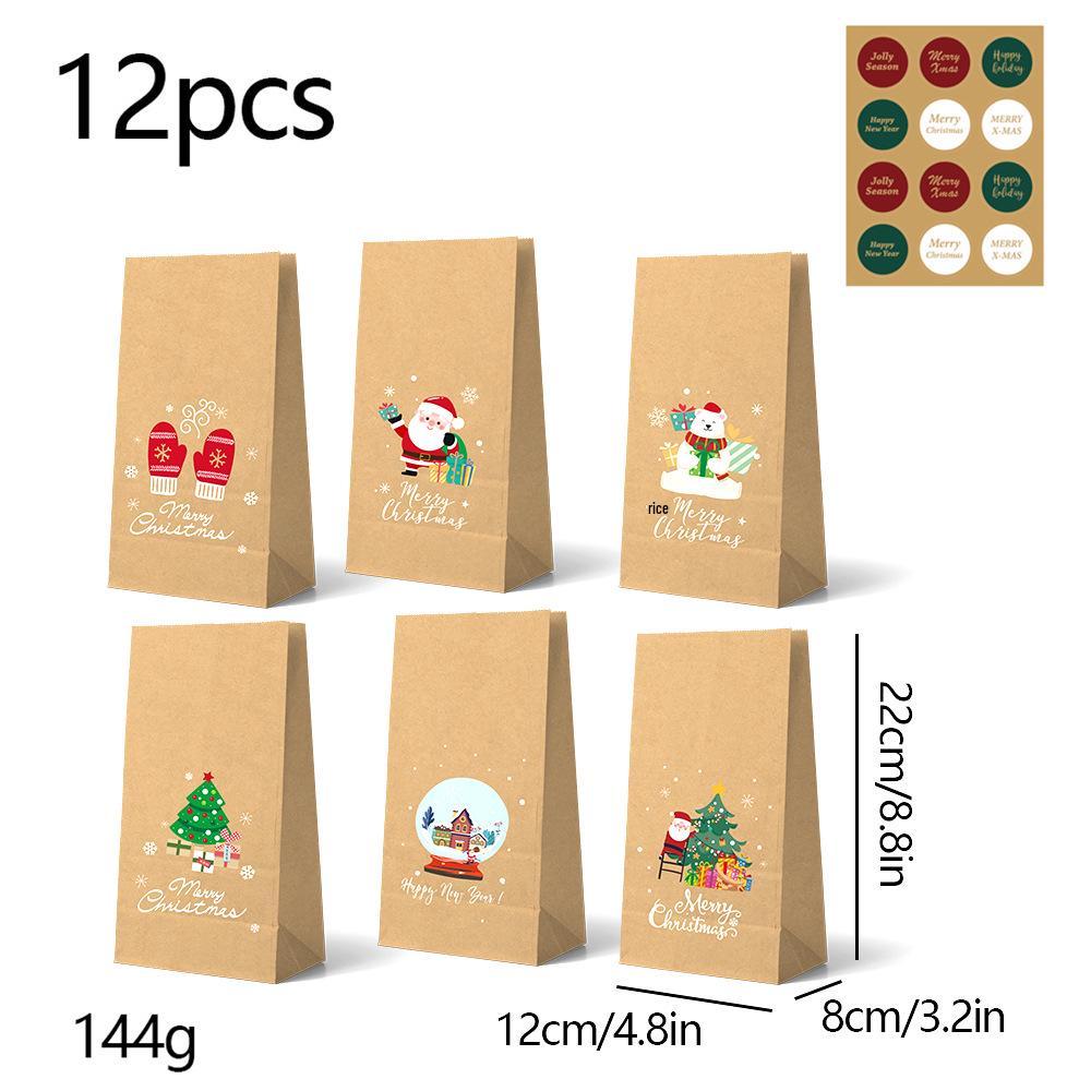 Крафт-бумажные рождественские подарочные пакеты с дизайном «Счастливого Рождества» и наклейками для конфет и выпечки
Крафт-бумажные рождественские подарочные пакеты с дизайном «Счастливого Рождества» и наклейками для конфет и выпечки