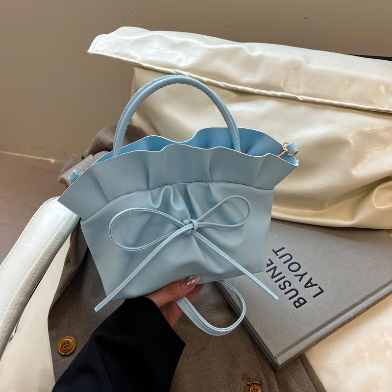 Сумка женская большой вместимости подмышечная сумка 2025 новая однотонная простая сумка-ведро универсальная на одно плечо ручная сумка для поездок синий