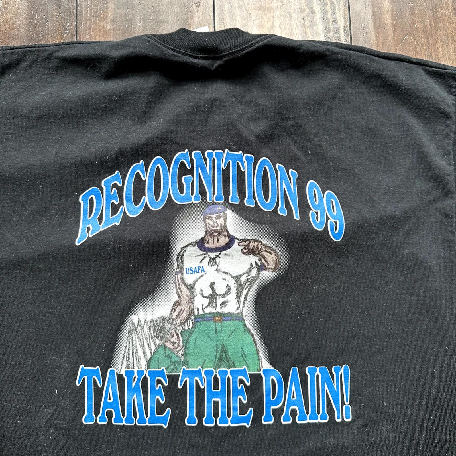 USAF Take The Pain 1999 Vintage T Shirt Black USMC Training Rap Military USA XL
USAF Take The Pain 1999 Vintage T Shirt Black USMC Training Rap Military USA XL