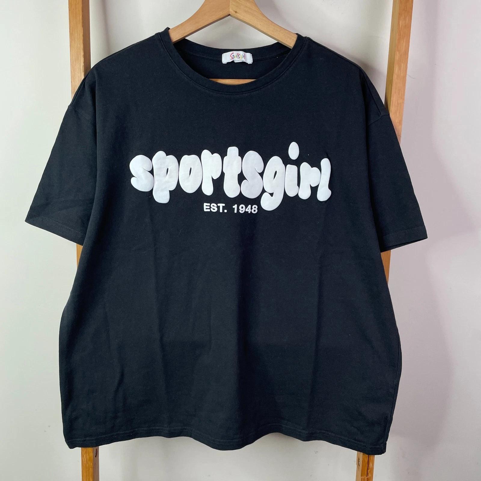 Sportsgirl Shirt Top Womens Small Black Logo Print Short Sleeve Crew Neck Casual S
Sportsgirl Shirt Top Womens Small Black Logo Print Short Sleeve Crew Neck Casual S