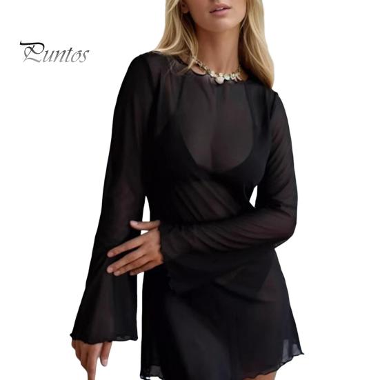 Женский сексуальный прозрачный сетчатый купальник, накидка с круглым вырезом и длинными рукавами-колокольчиками, пляжное облегающее мини-платье, летнее бикини-накидка XXL чёрный
Женский сексуальный прозрачный сетчатый купальник, накидка с круглым вырезом и длинными рукавами-колокольчиками, пляжное облегающее мини-платье, летнее бикини-накидка XXL чёрный